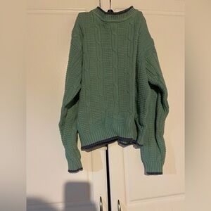 Talbots Kids 100% Cotton Green Cable Knit Sweater
